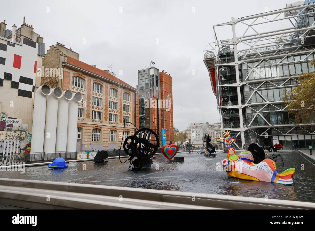 THE MYTHICAL STRAVINSKY FOUNTAIN FRESHLY RESTORED IN PARIS Stock Photo