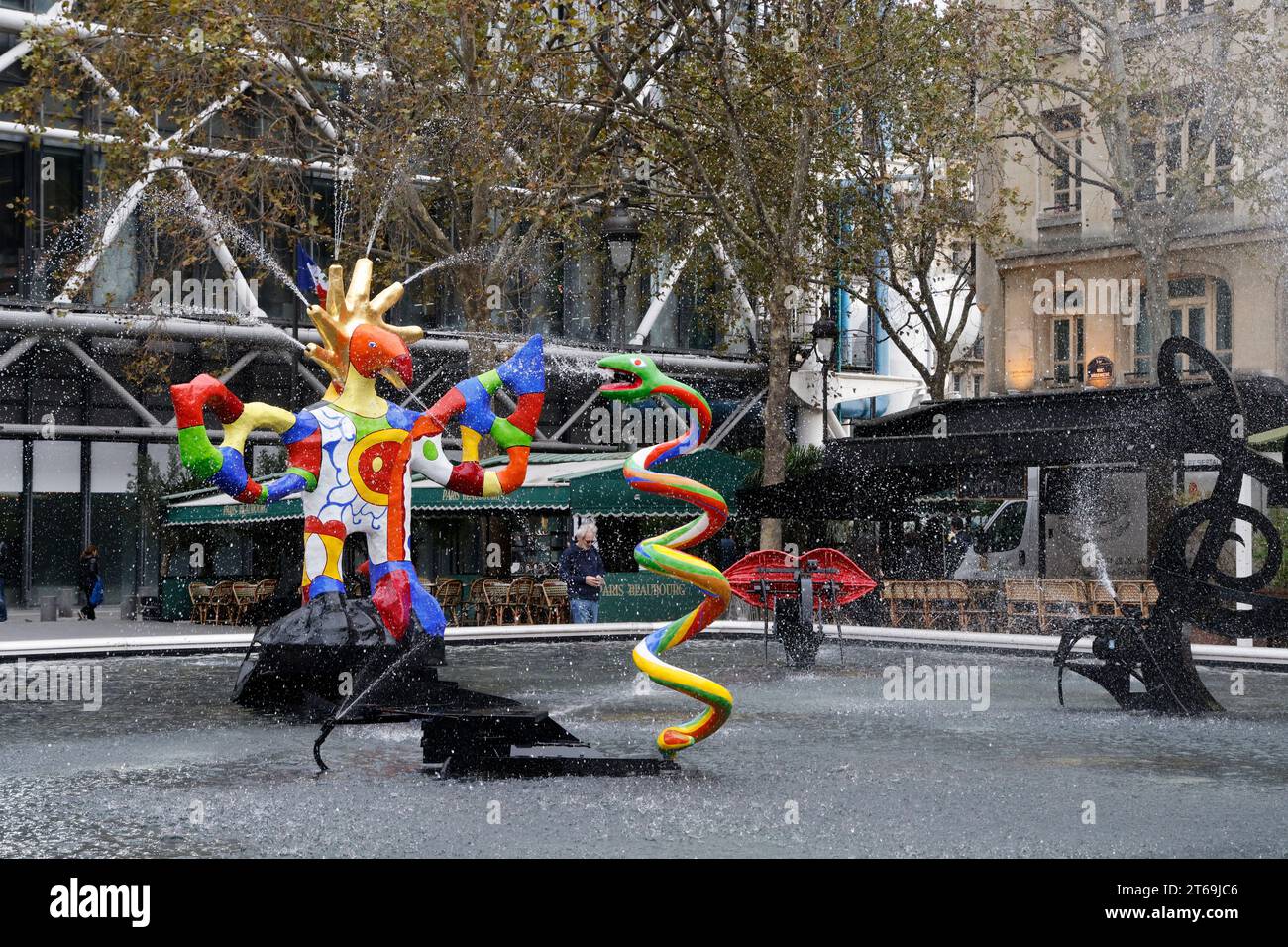 THE MYTHICAL STRAVINSKY FOUNTAIN FRESHLY RESTORED IN PARIS Stock Photo