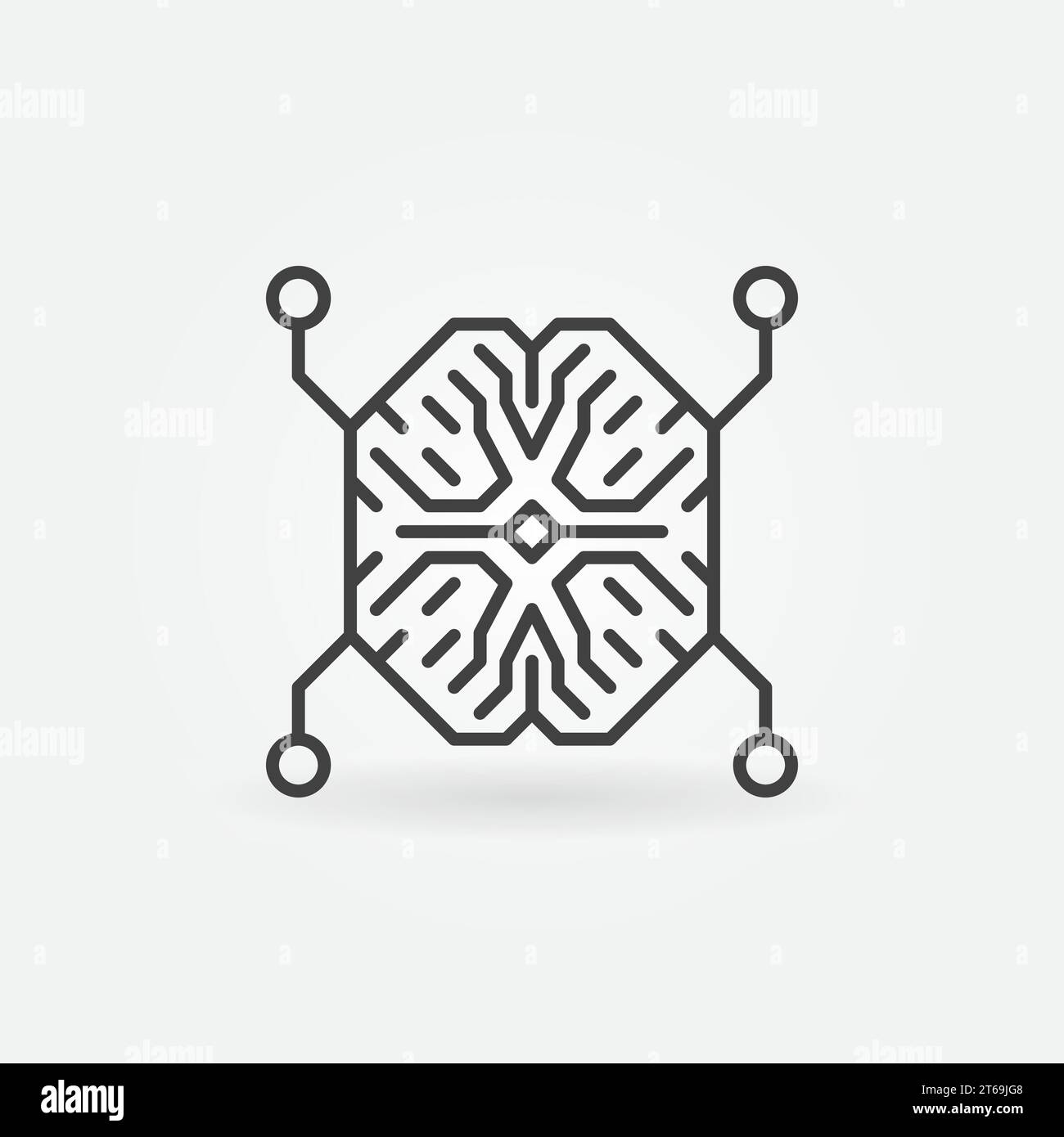 AI Digital brain outline vector icon. Artificial Intelligence mind ...