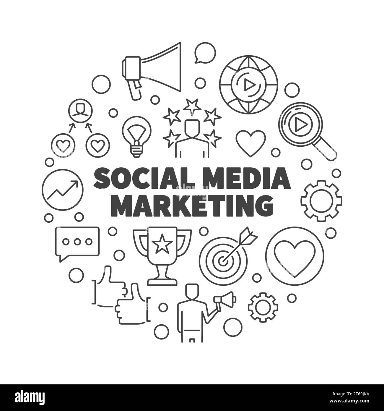 Social Media Marketing vector round minimal concept outline 
