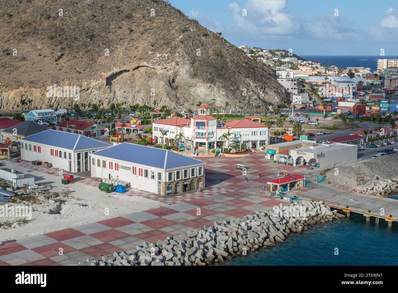 Admirals Duty Free World convenience store near the cruise ship dock at the port of Phillipsburg, St. Maarten in the Caribbean Stock Photo
