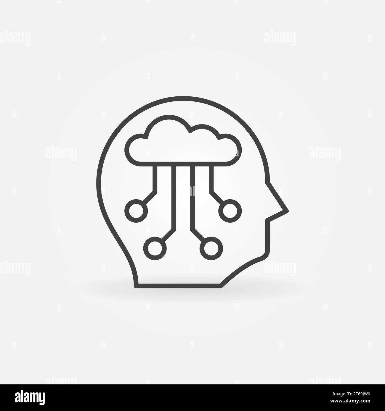 AI head vector concept icon or symbol in thin line style Stock Vector ...