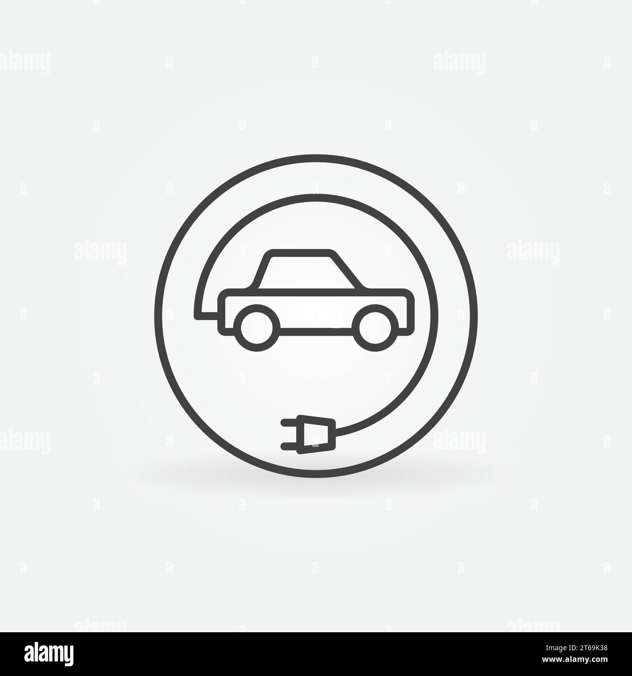 Electric Car outline icon. EV vector concept round linear sign or ...