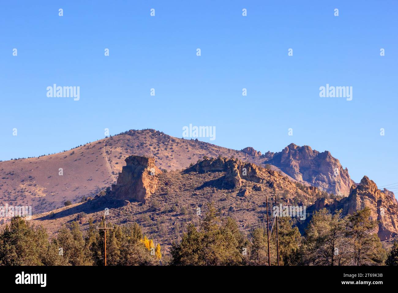Geological features can be seen from the highway in eastern Oregon, USA