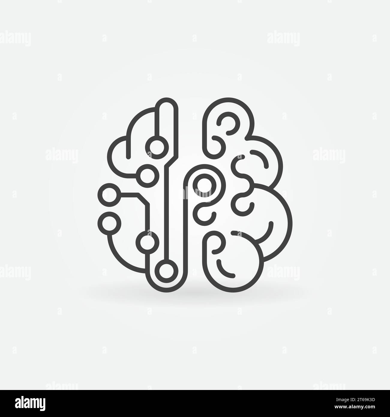 Cyberbrain concept line icon. Vector abstract Smart Brain modern symbol Stock Vector