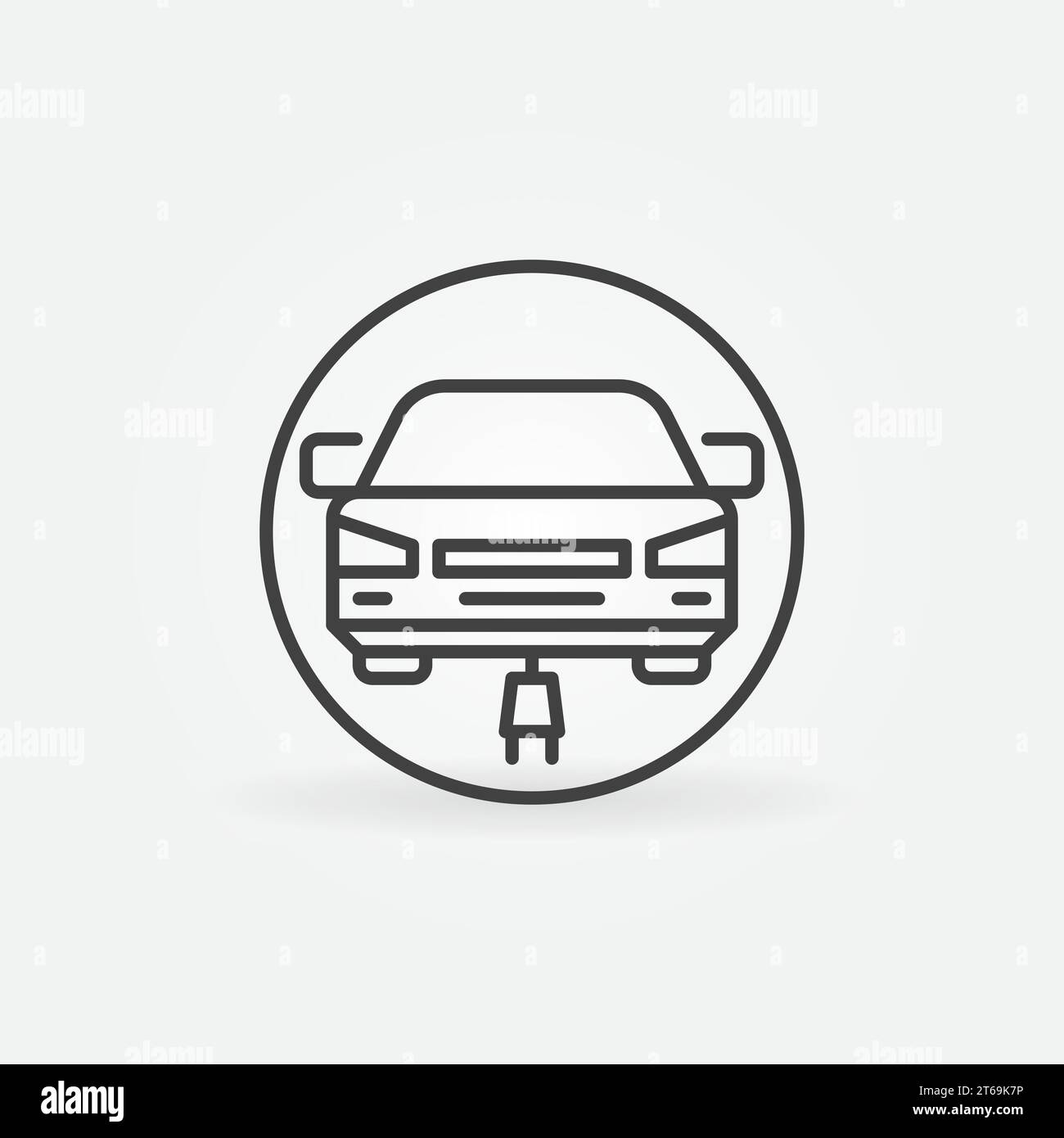 Modern Electric Car with Plug vector concept round colored icon or ...