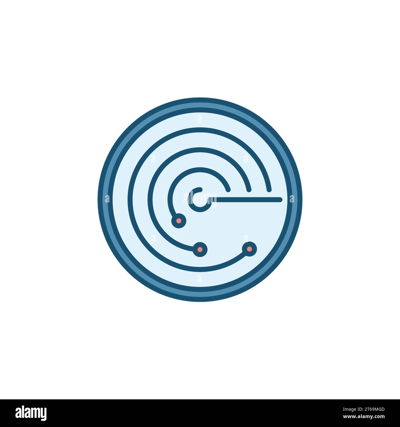 Radiolocation or Radar vector concept round colored icon or sign Stock Vector