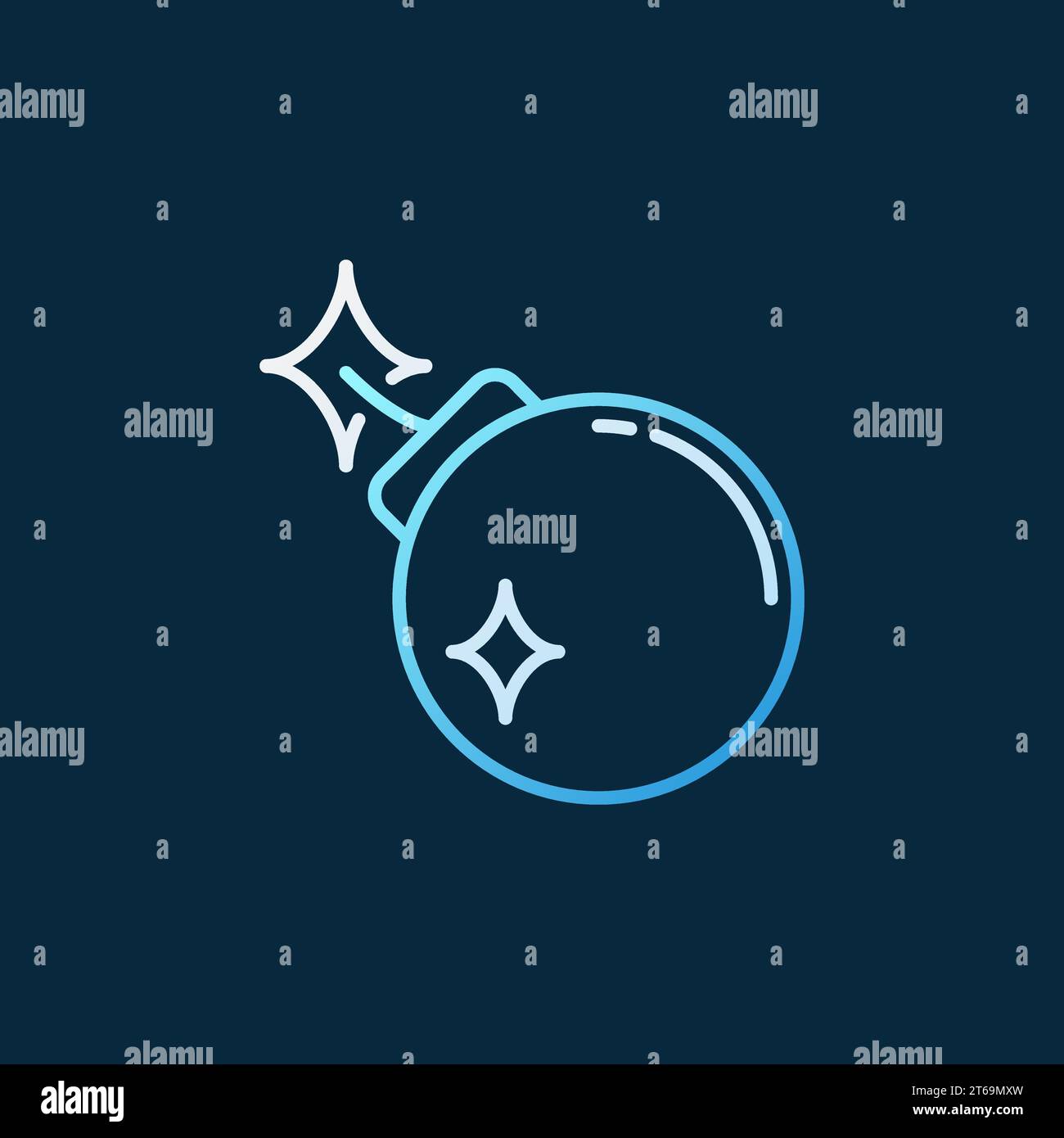Bomb vector concept colored icon in thin line style on dark background Stock Vector
