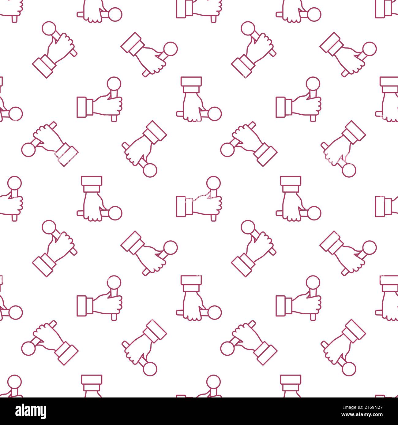 Microphone in Hand vector modern seamless pattern in outline style Stock Vector
