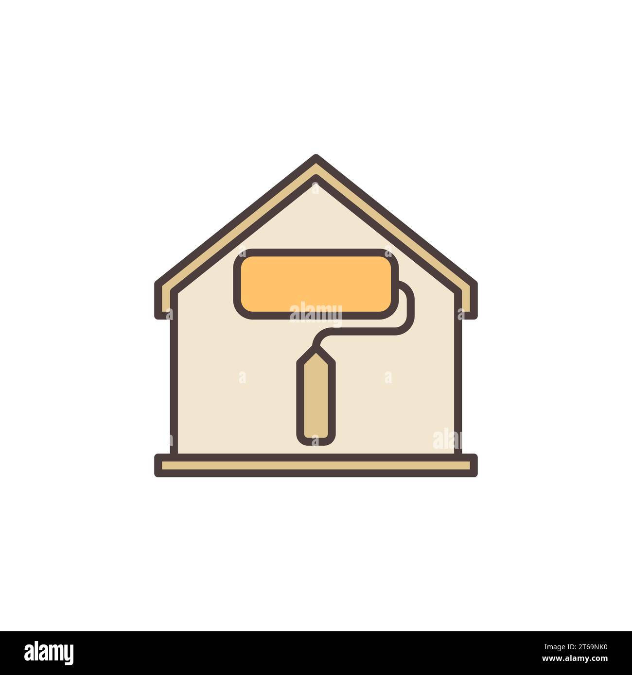 Paint Roller inside House colored icon - Home Decoration vector concept