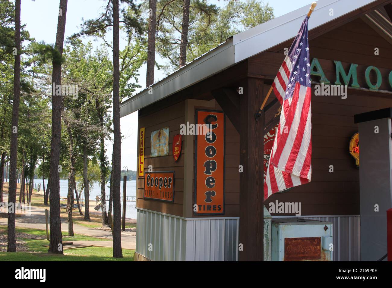 Whitehouse, TX June 22, 2023 Old Gas Station at the Boulders on Lake