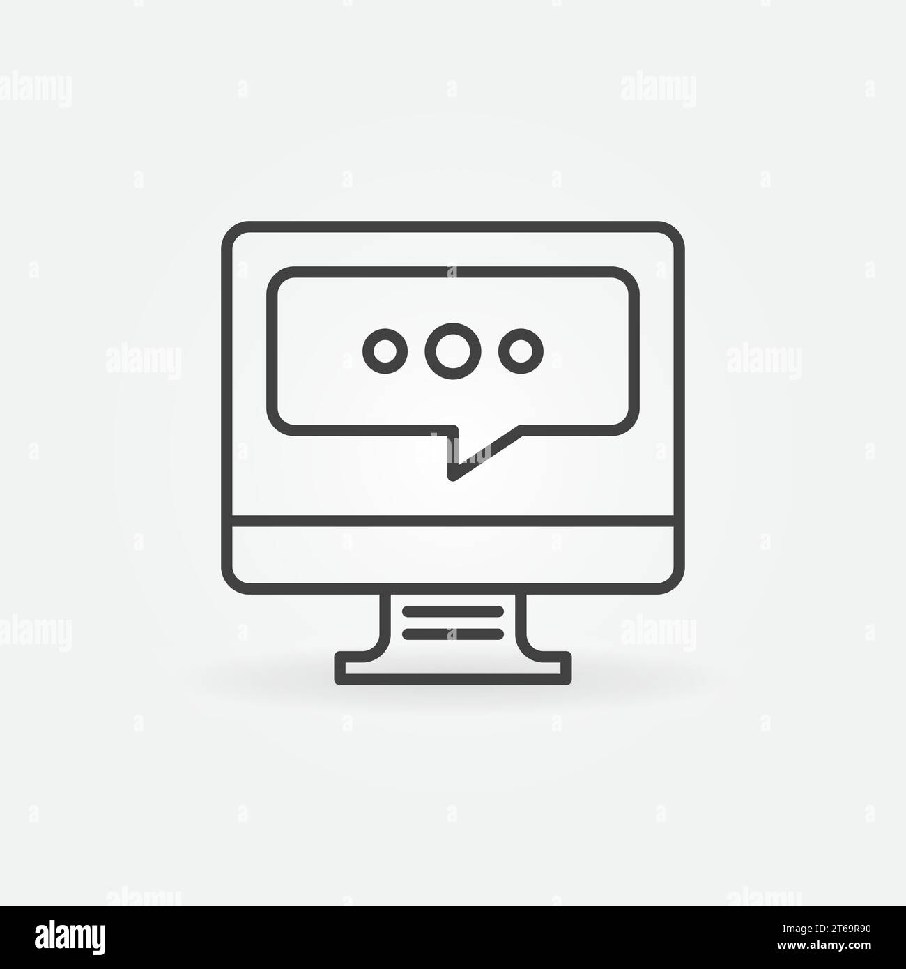 Computer with Speech Bubble linear icon. Vector outline Online Communication and Messaging concept symbol Stock Vector