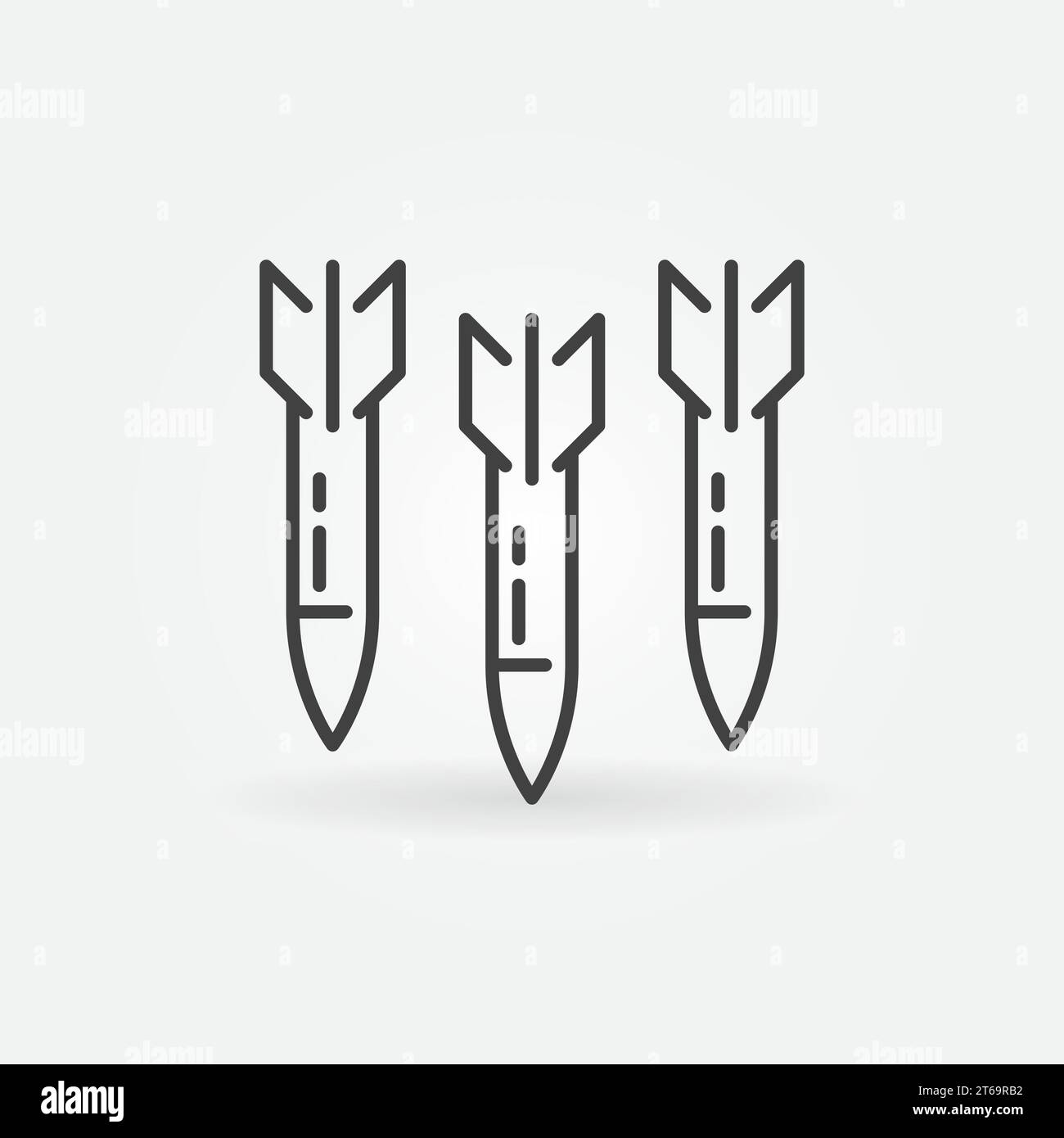 Three Missiles vector Air Strike concept outline icon or logo element Stock Vector