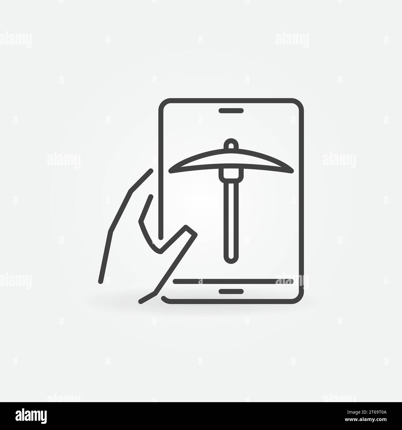 Mobile Data Mining using Smartphone outline vector concept icon or design element Stock Vector