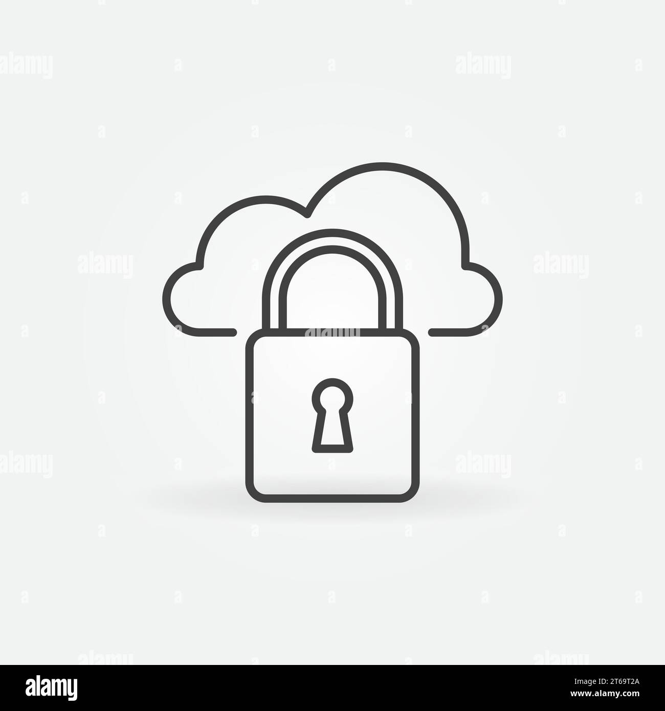 Padlock with Cloud vector concept icon or symbol in linear style Stock Vector