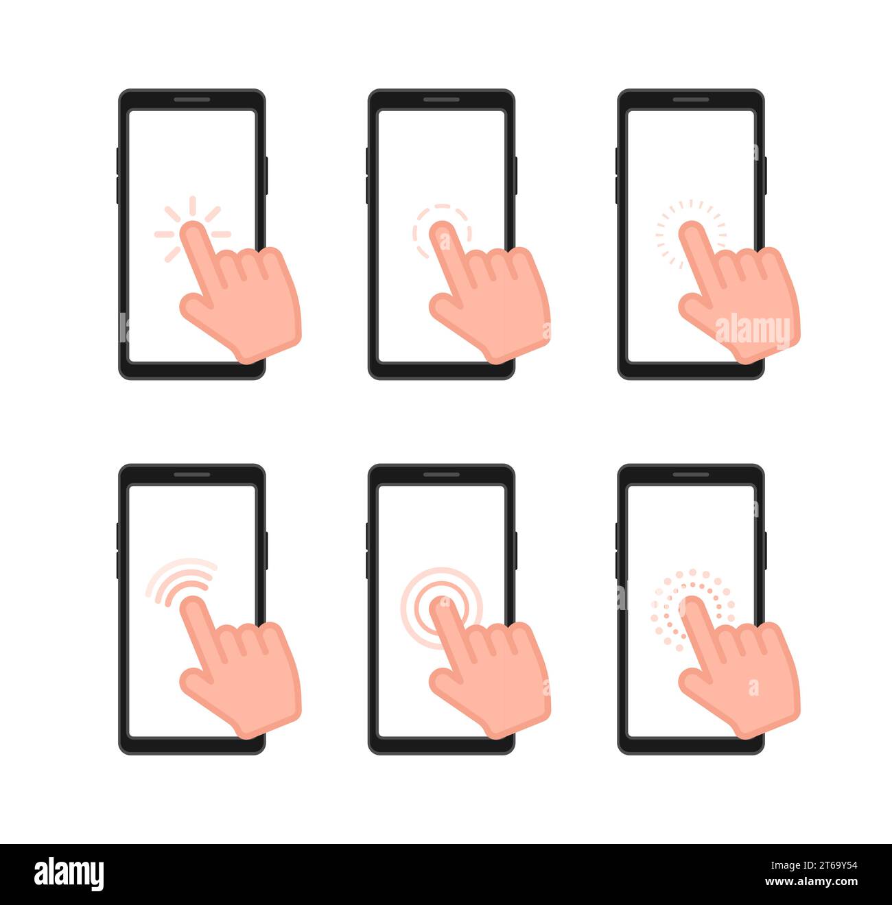 Set of Touch Screen Gestures for Smartphone Interface. Vector illustration Stock Vector