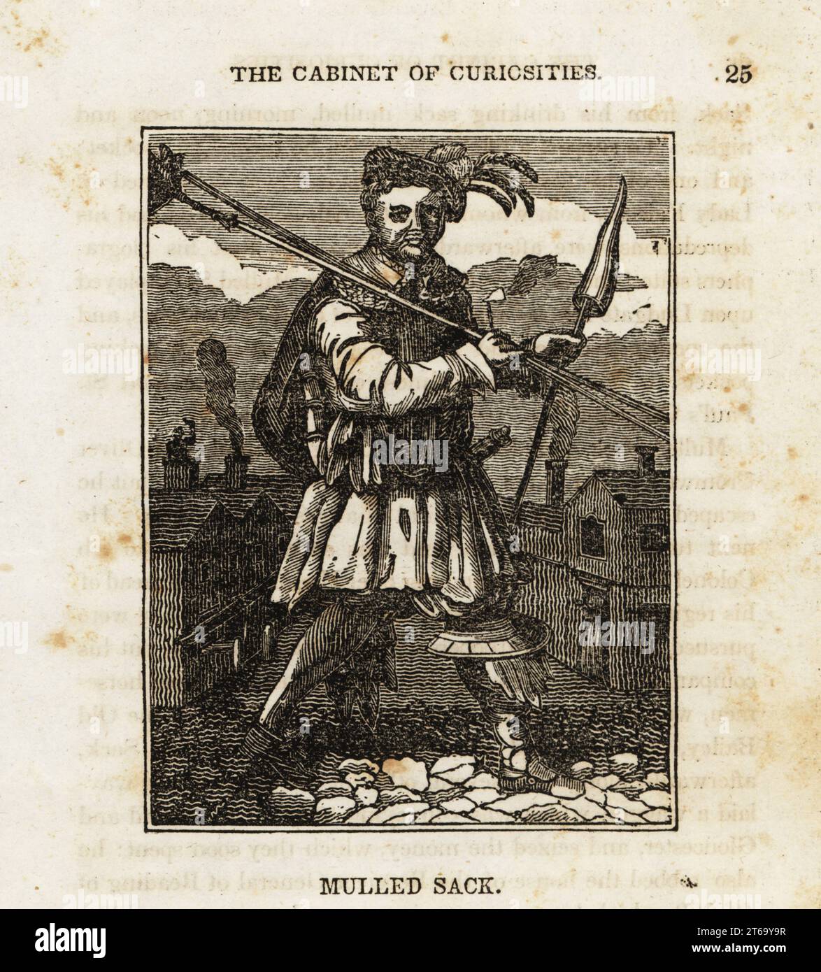 John Cottington or Mulled Sack, notorious pickpocket and later drunken highwayman and murderer. Famous for robbing Oliver Cromwell and King Charles II. Hanged in 1685. Depicted as a chimney sweep. Woodcut from The Cabinet of Curiosities, or Wonders of the World Displayed, Henry Piercy, New York, 1836. Stock Photo