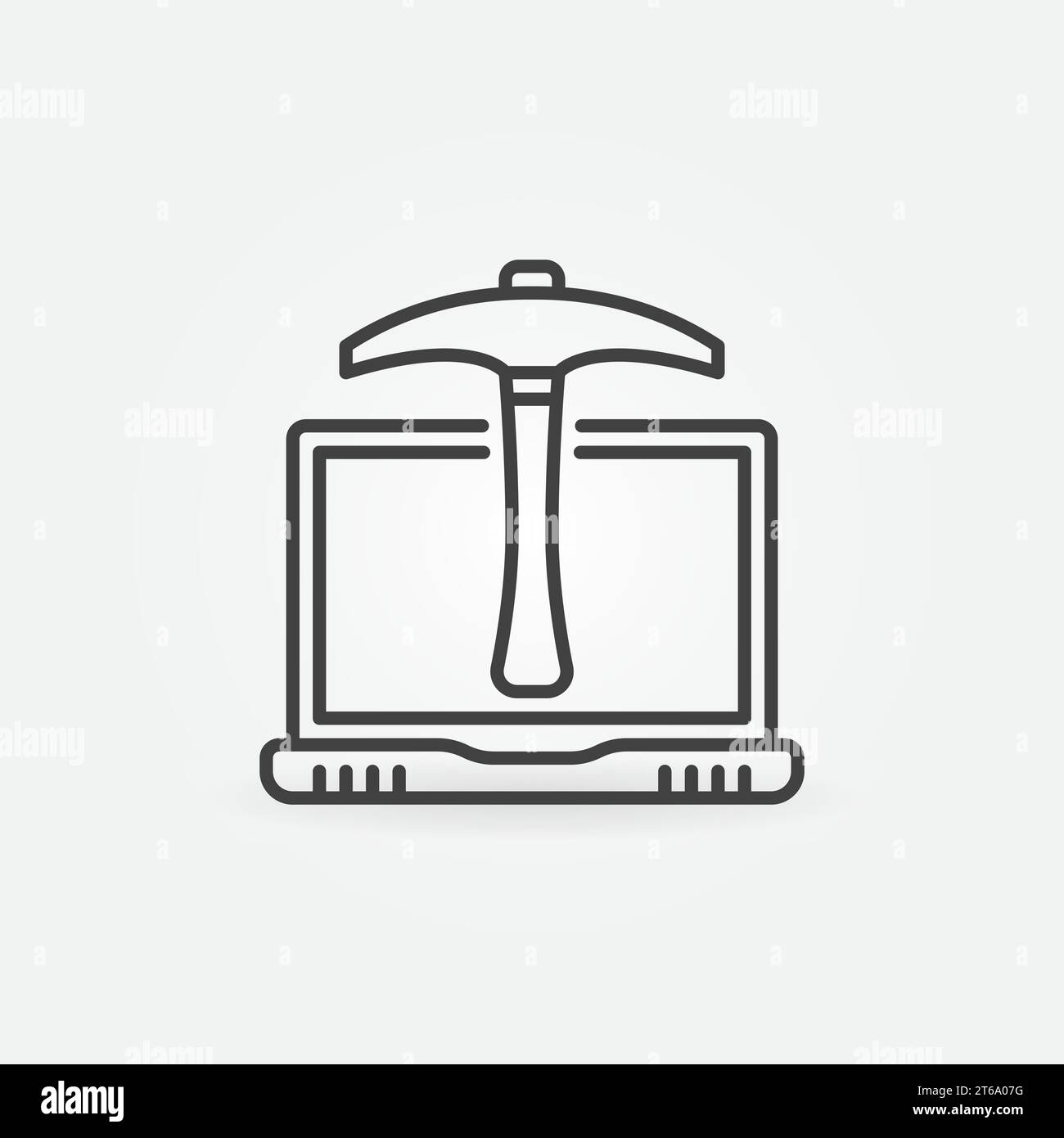 Data Mining using Laptop vector concept line icon or symbol Stock Vector