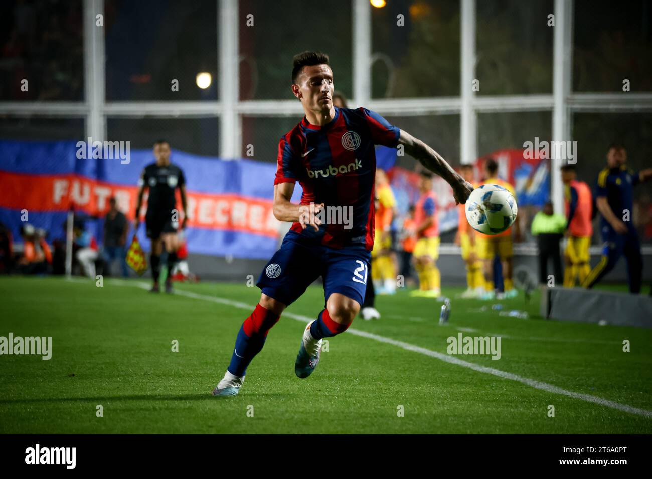 Malcom Braida of San Lorenzo seen in action during the match between San Lorenzo de Almagro and Boja Juniors as part of Copa de la Liga - Fecha 12- Zona B at Estadio Pedro Bidegain. Final Score: San Lorenzo 1 : 1 Boca Juniors. Stock Photo