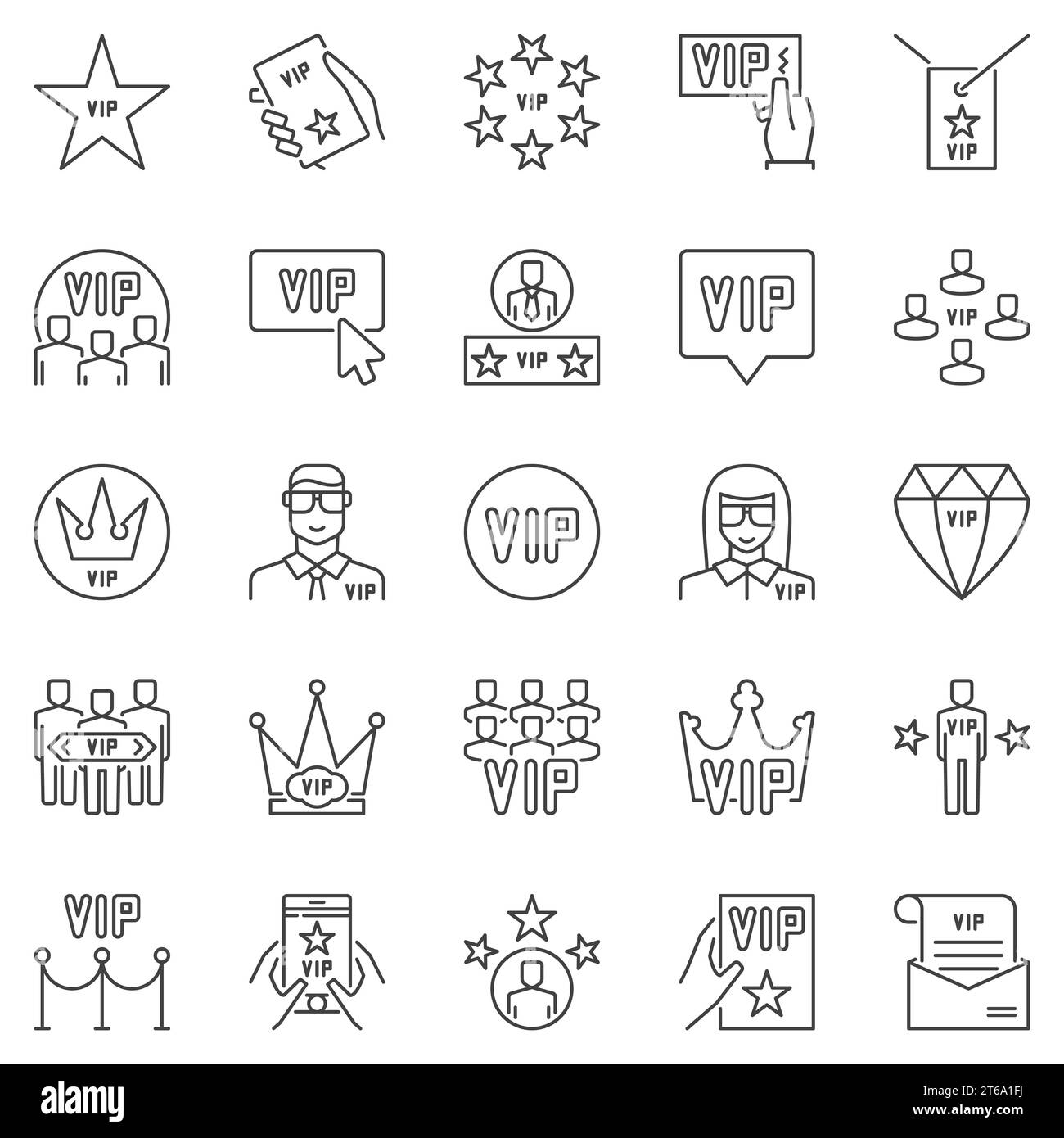 VIP outline icons set. Vector Very Important Person linear symbols or ...