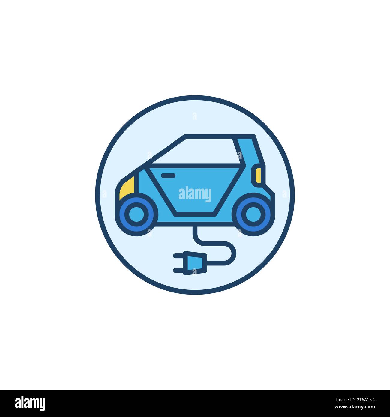 Electric Car with Plug vector concept round colored icon or logo ...