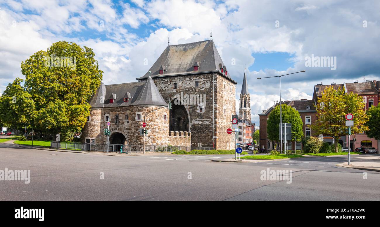 Aachen Germany historic city gate or ponttor. Stock Photo