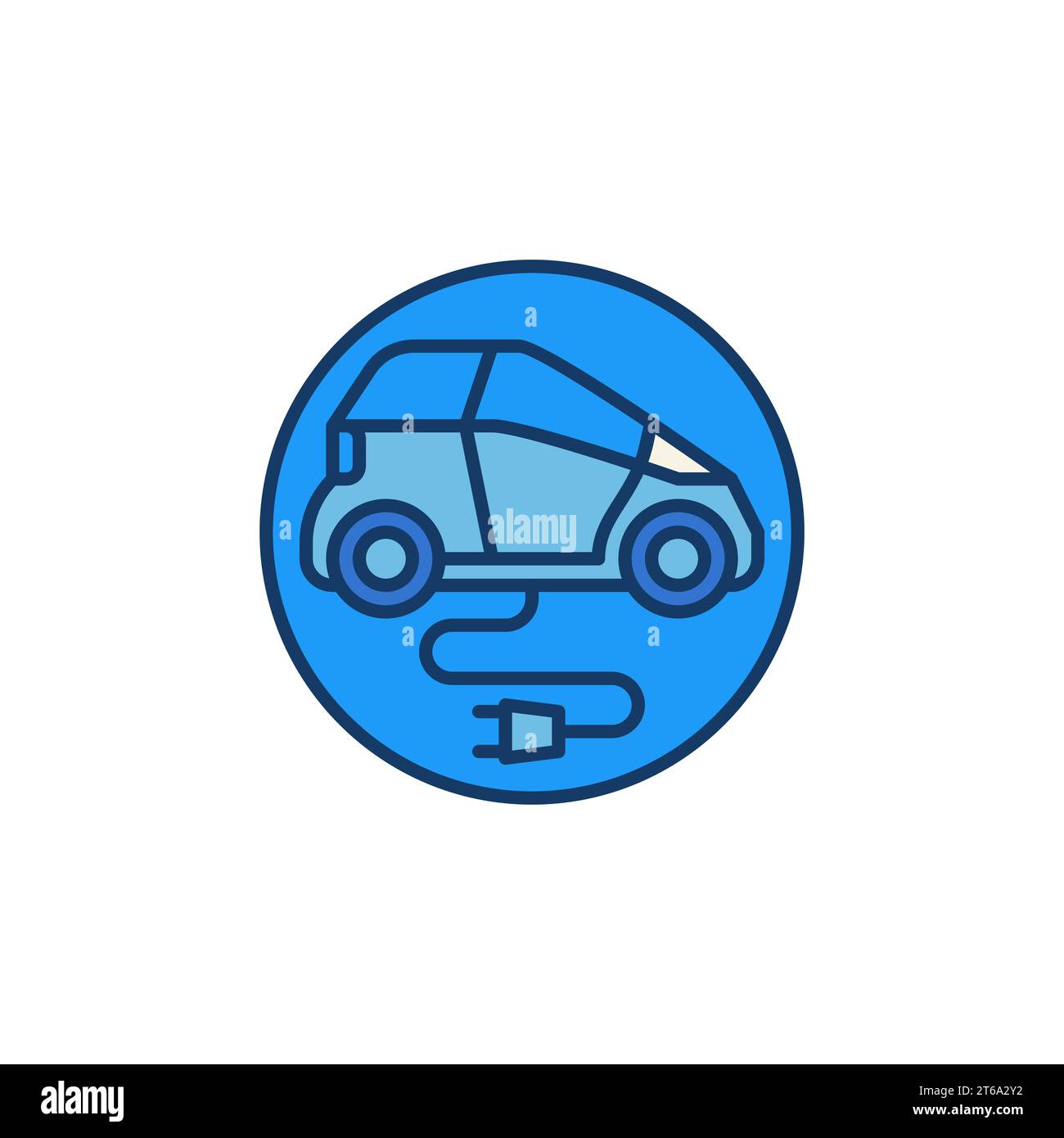 Electric Car vector concept round colored icon or symbol. Side view ...