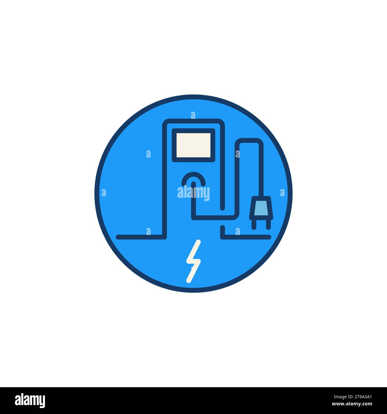 Electric Car Recharging Point vector concept round colored icon or symbol Stock Vector