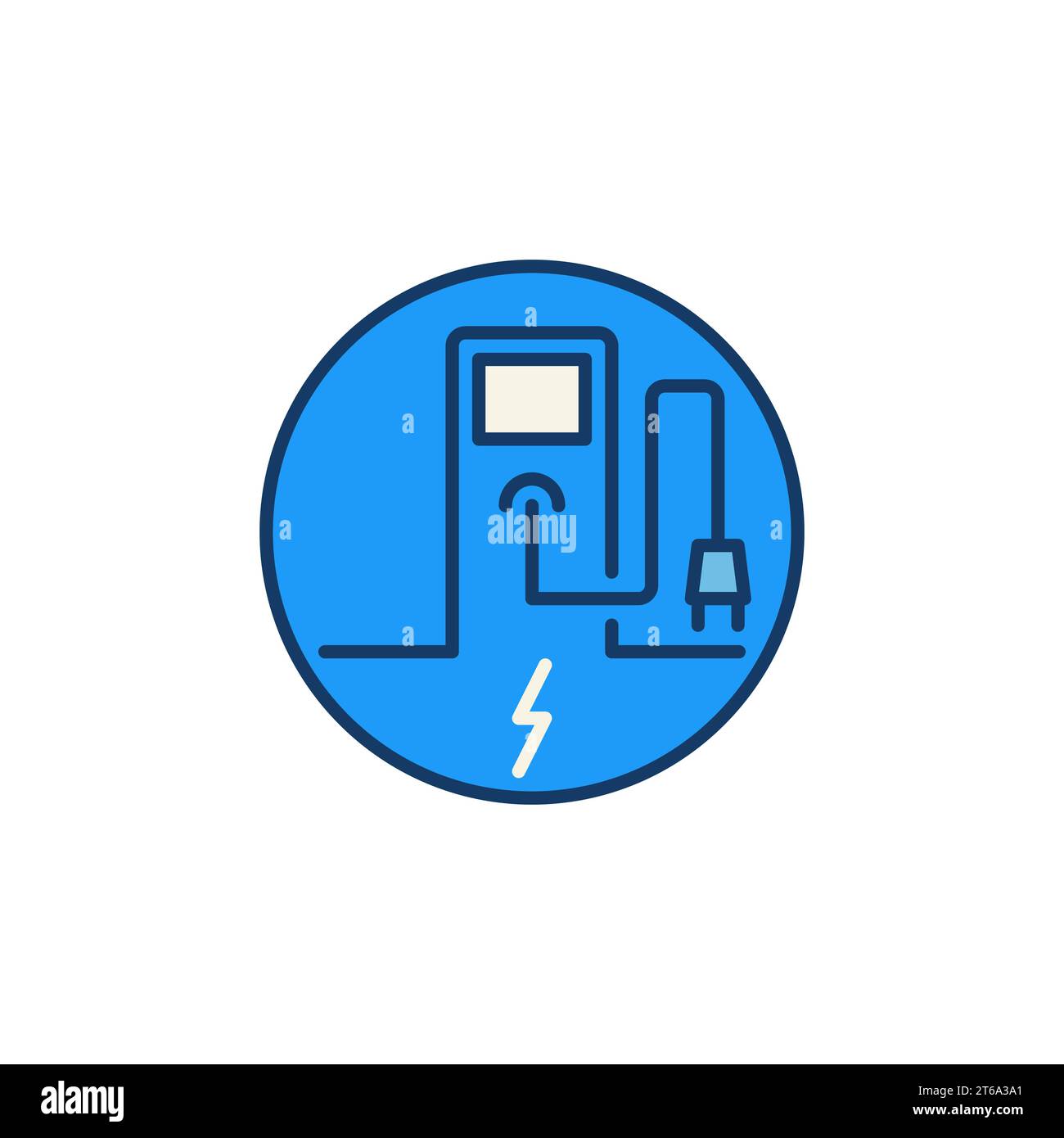 Electric Car Recharging Point vector concept round colored icon or ...