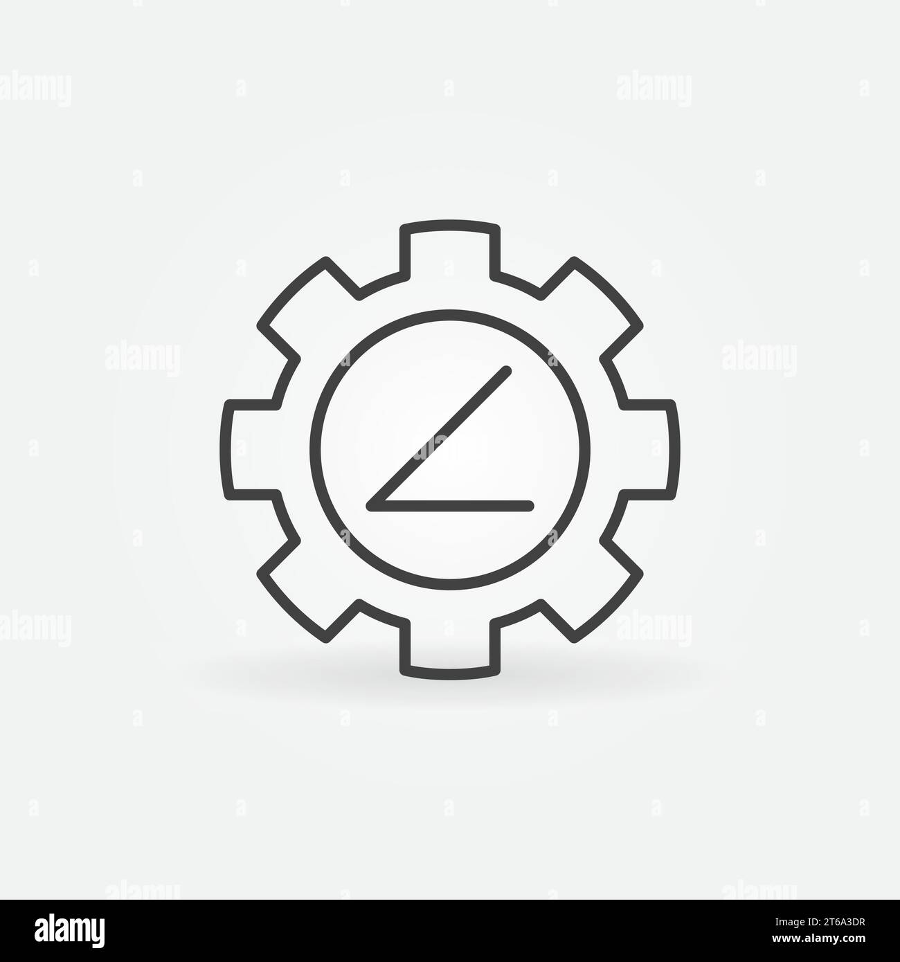 45 degrees angle in gear outline icon - vector concept linear symbol Stock Vector