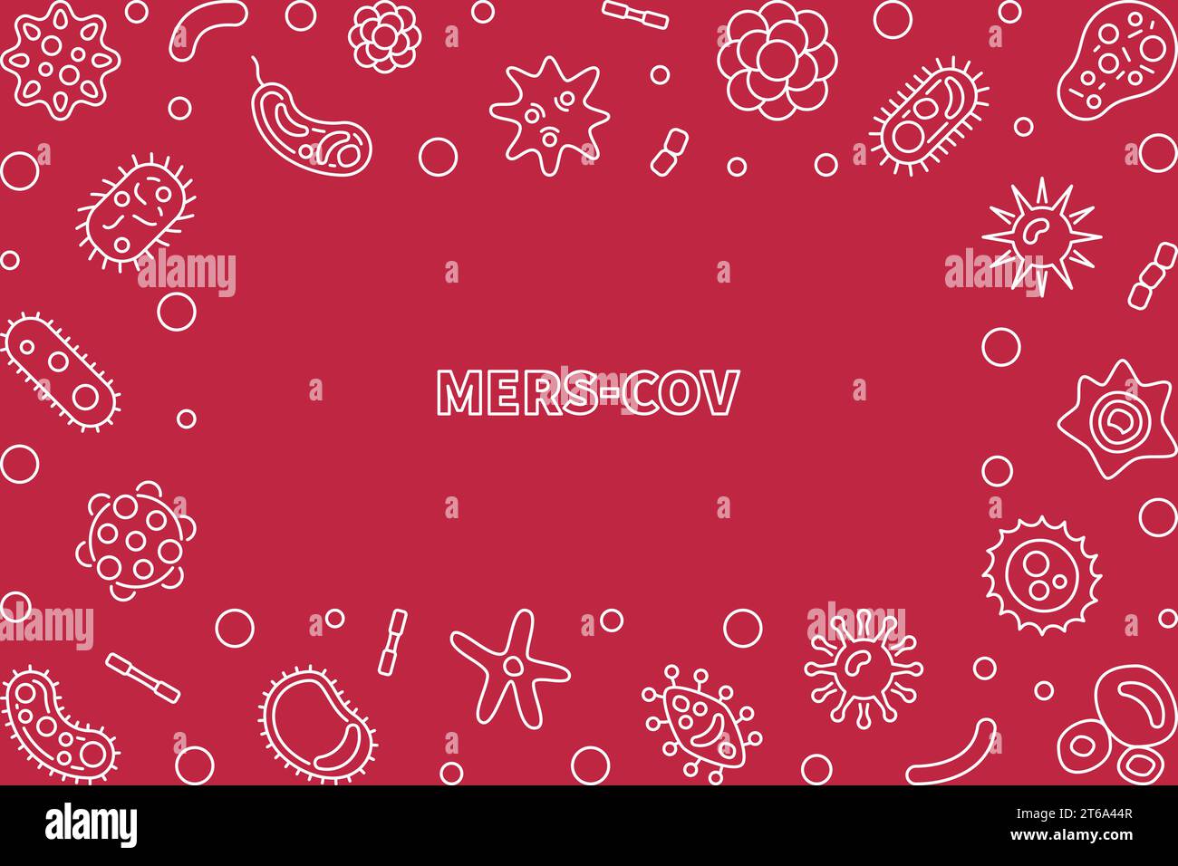 MERS-CoV Virus vector concept simple linear illustration with red background Stock Vector