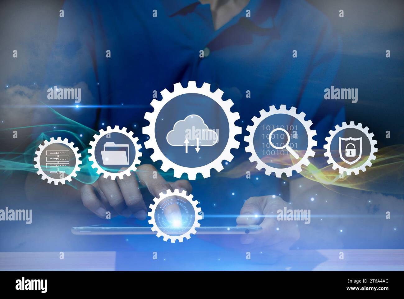 Cloud computing concept, digital network data connection technology ...
