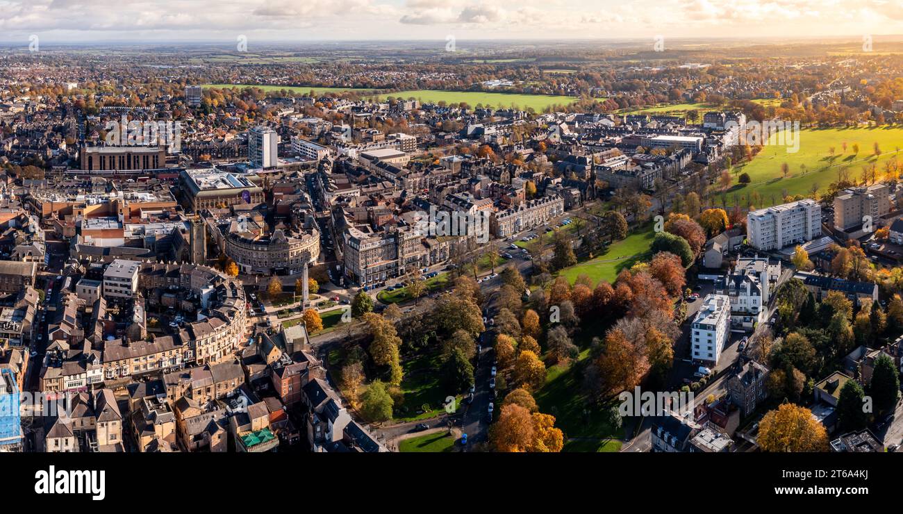 PROSPECT SQUARE, HARROGATE, UK NOVEMBER 7, 2023. An aerial panorama