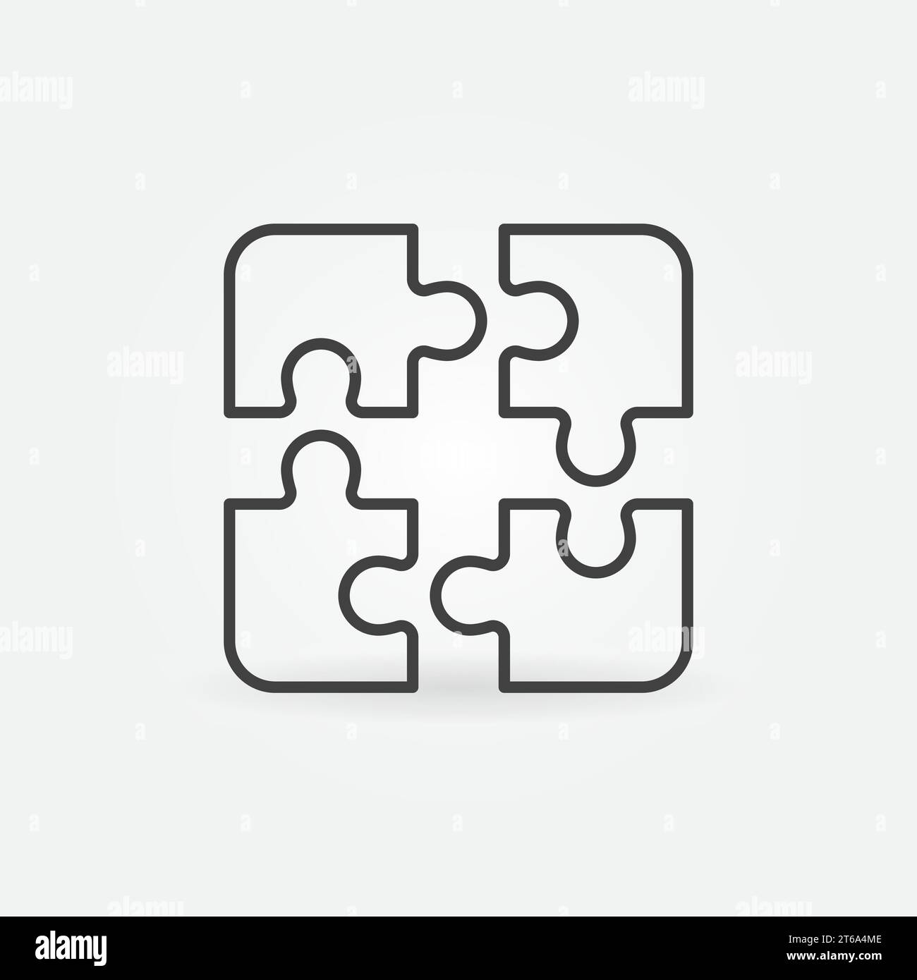 Four Jigsaw Puzzle Pieces vector concept icon or symbol in thin line ...
