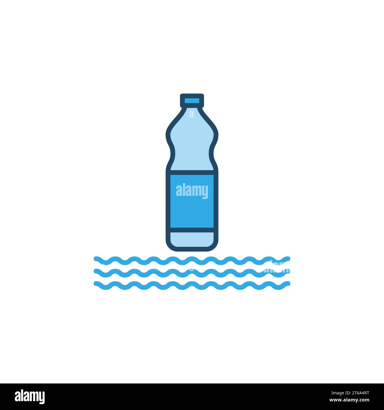 Plastic bottle and Water Waves vector concept colored icon - Stop using plastic blue design element Stock Vector