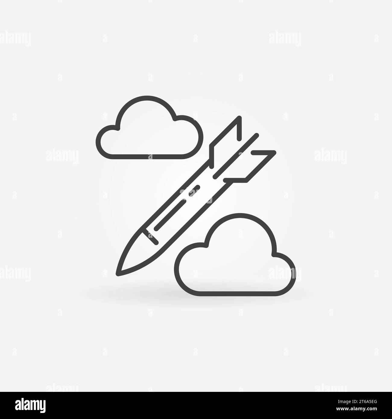 Missile in sky vector concept thin line icon or sign Stock Vector