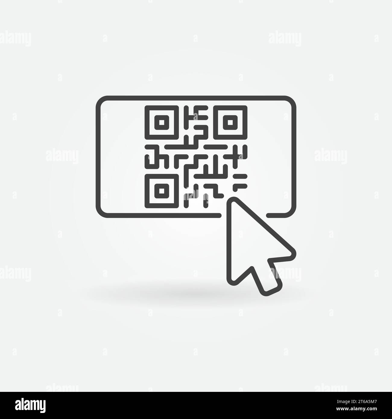 Mouse click on QR Code vector thin line concept icon or design element Stock Vector