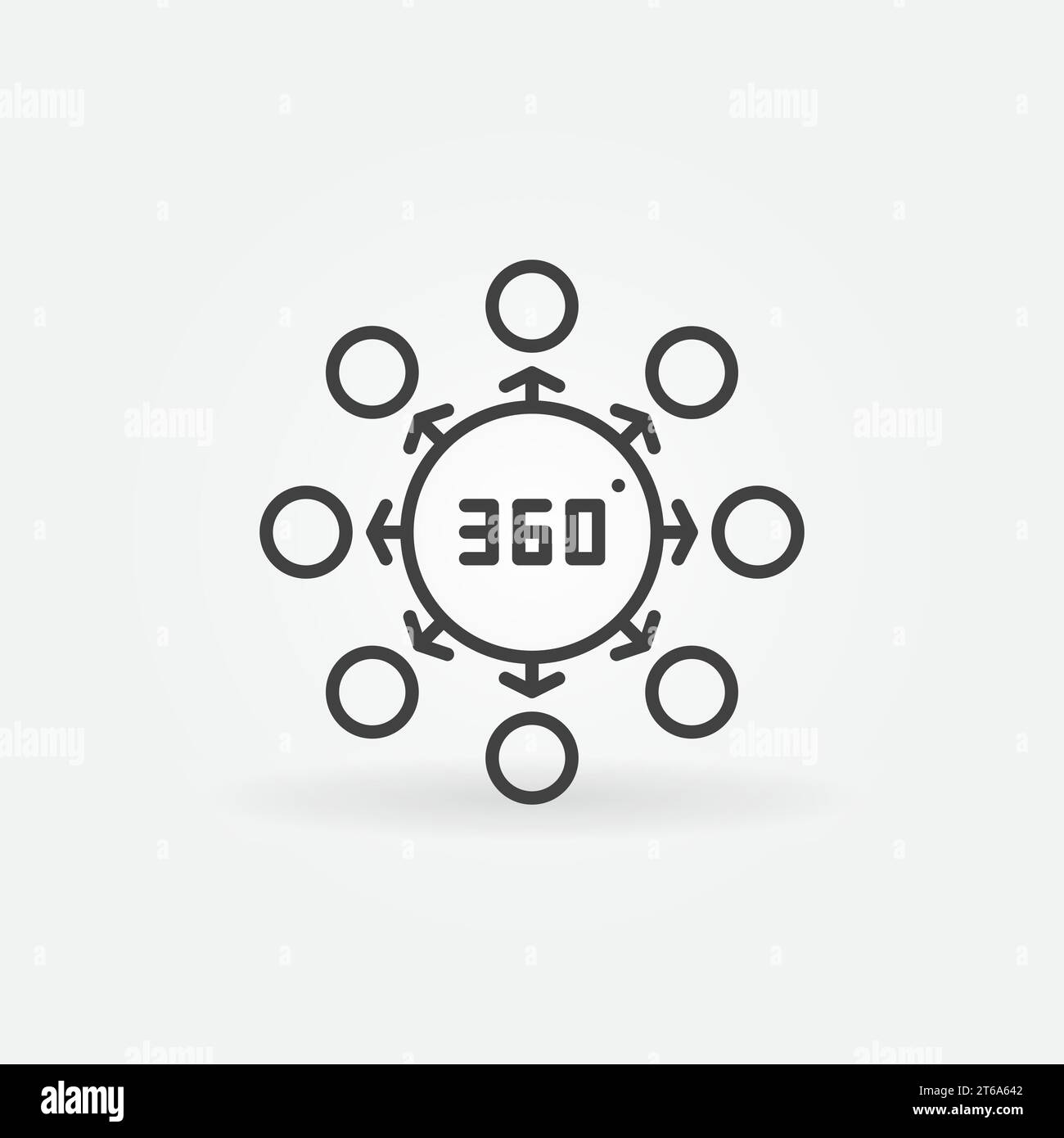360 degrees vector concept minimal thin line icon or symbol Stock Vector