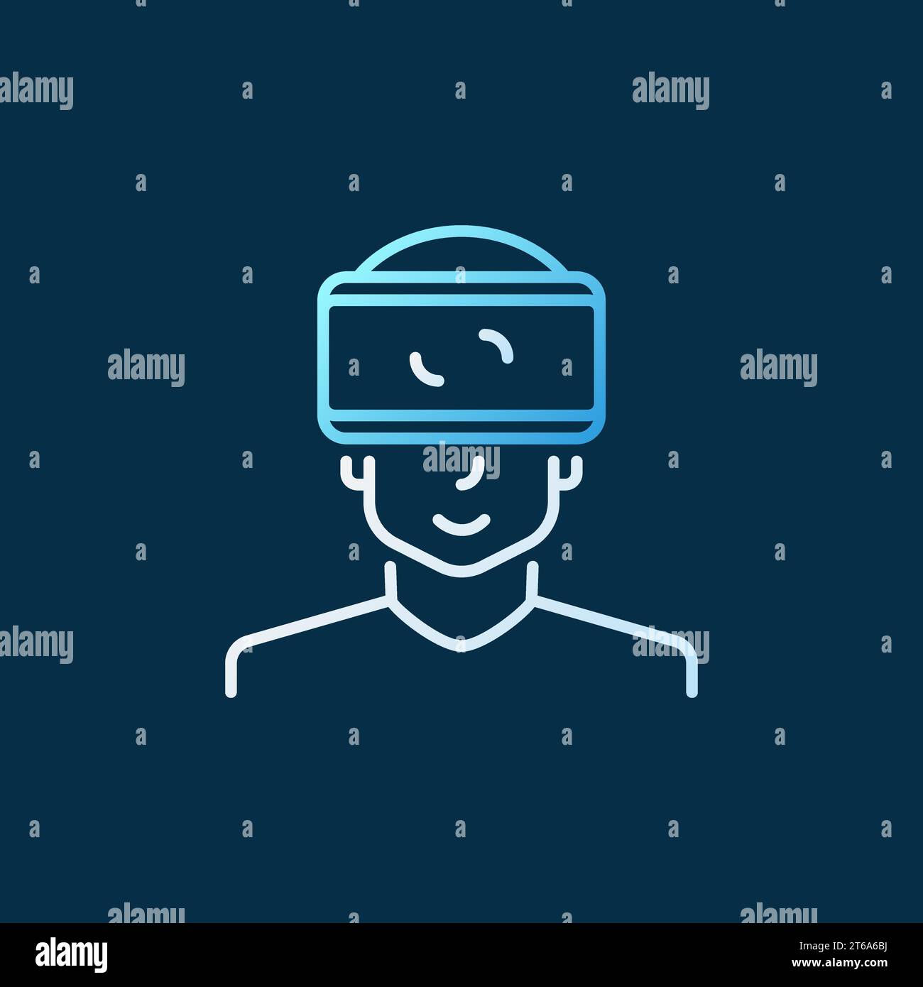 Man with VR glasses vector modern colored linear icon on dark background Stock Vector