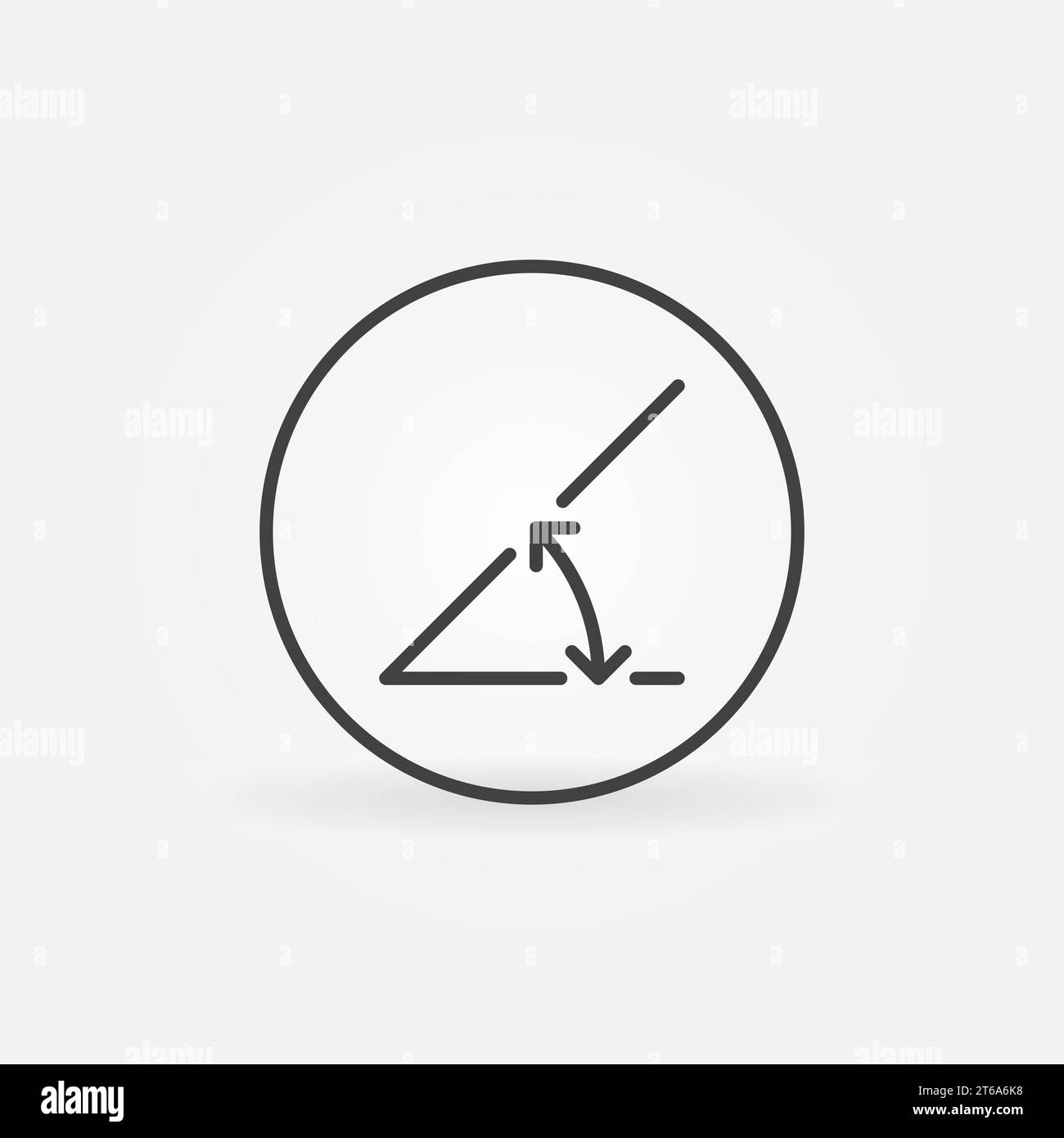 45 Degrees Angle in circle outline vector concept icon or design ...