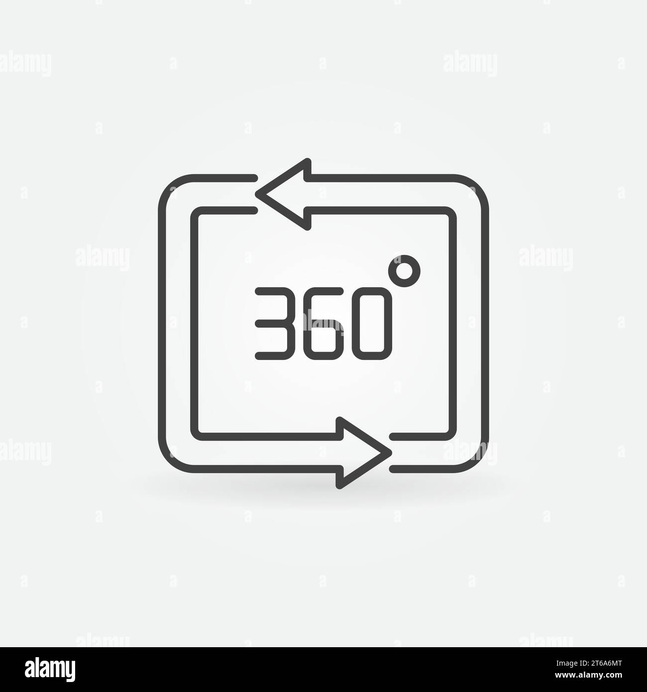 360 degrees concept outline minimal vector icon or design element Stock Vector