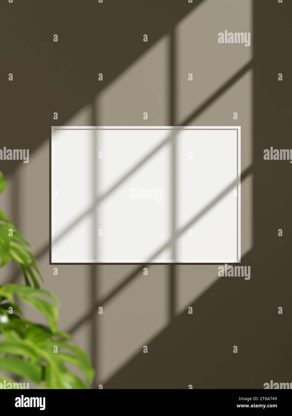 Photo frame mockup hanging on the wall Stock Photo - Alamy