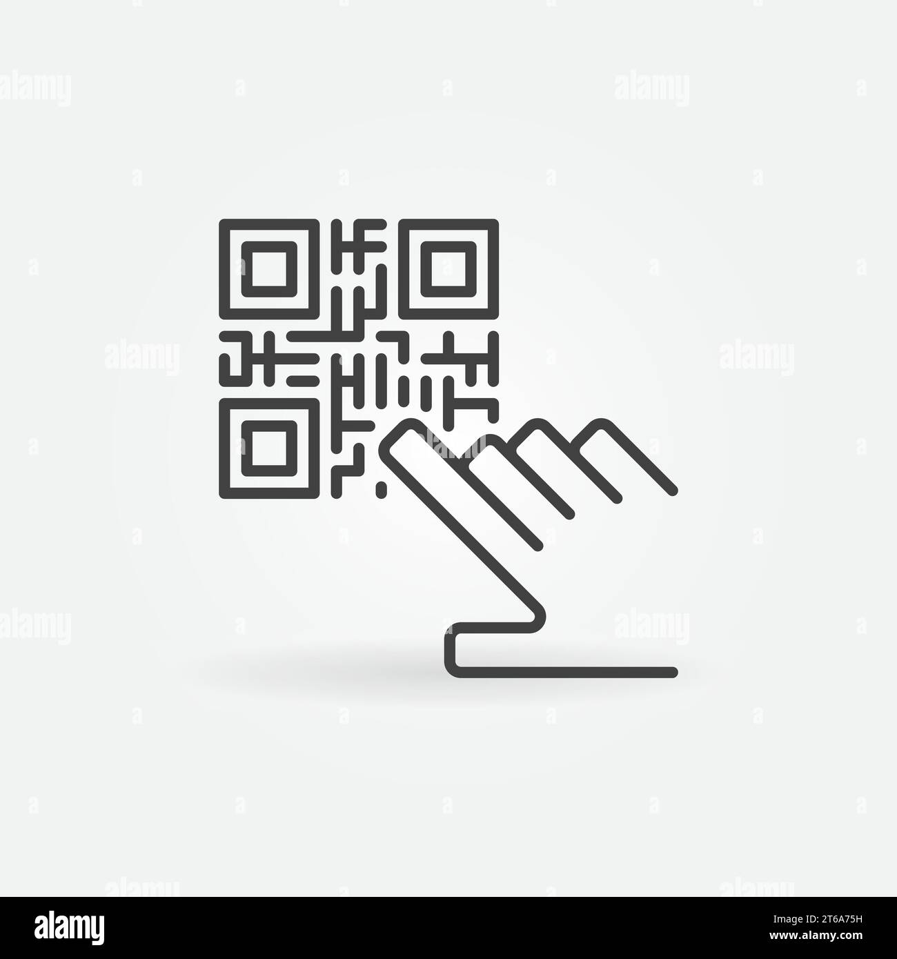 Hand and QR Code vector thin line concept icon or design element Stock Vector
