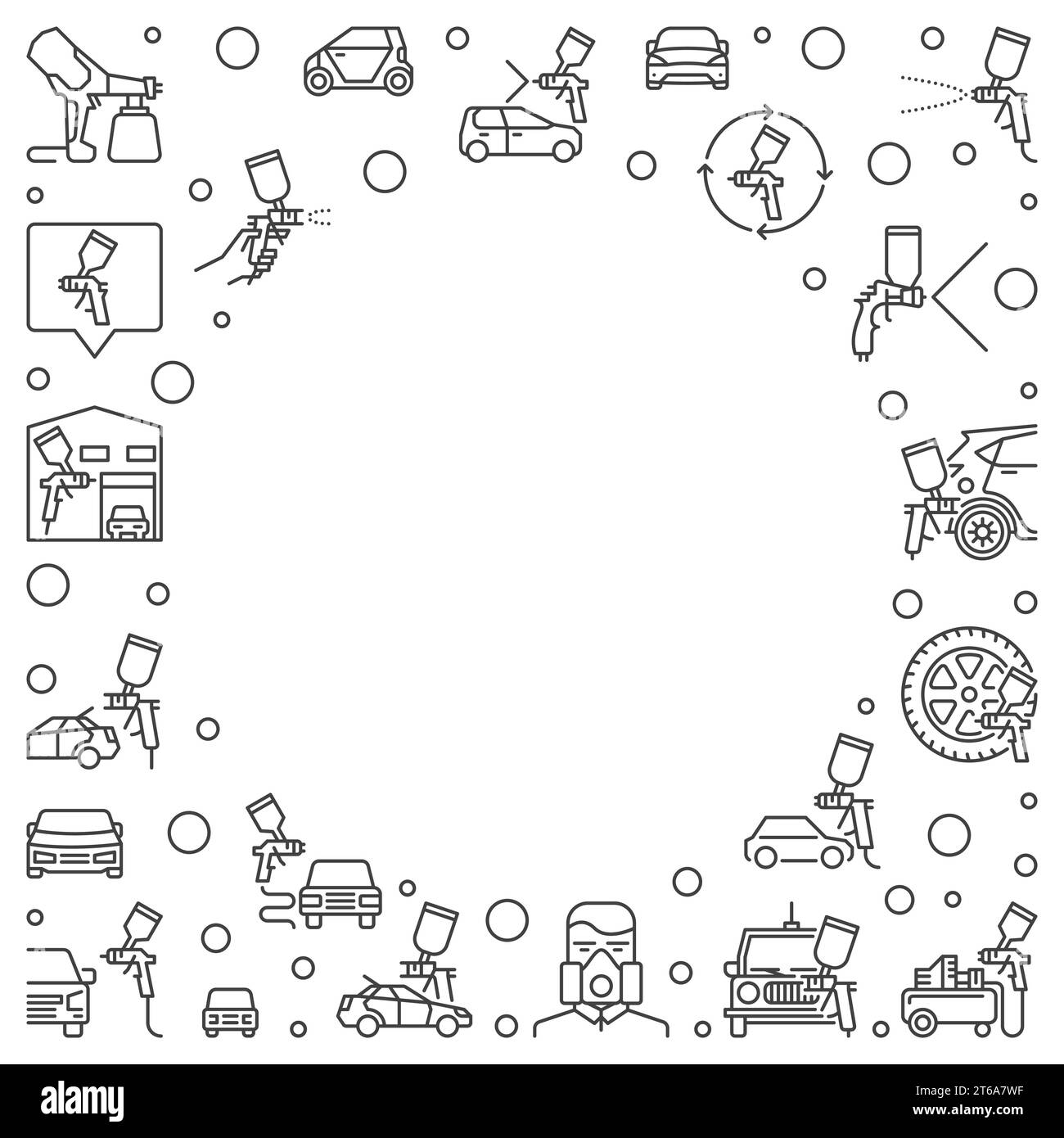 Auto Body Painting outline vector frame. Professional Car Paint concept