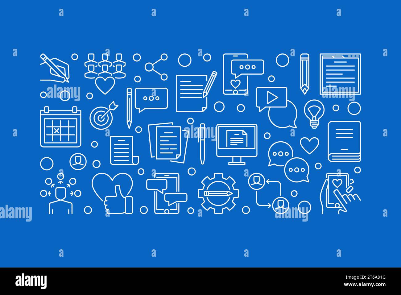 Content concept minimal outline horizontal banner. Vector illustration ...