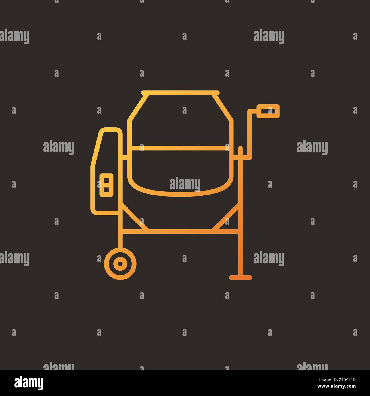 Concrete mixer vector concept colored linear icon - Mixer Cement outline sign on dark background Stock Vector