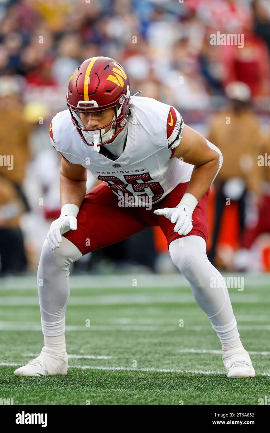 Washington Commanders tight end Cole Turner (85) at the line of ...