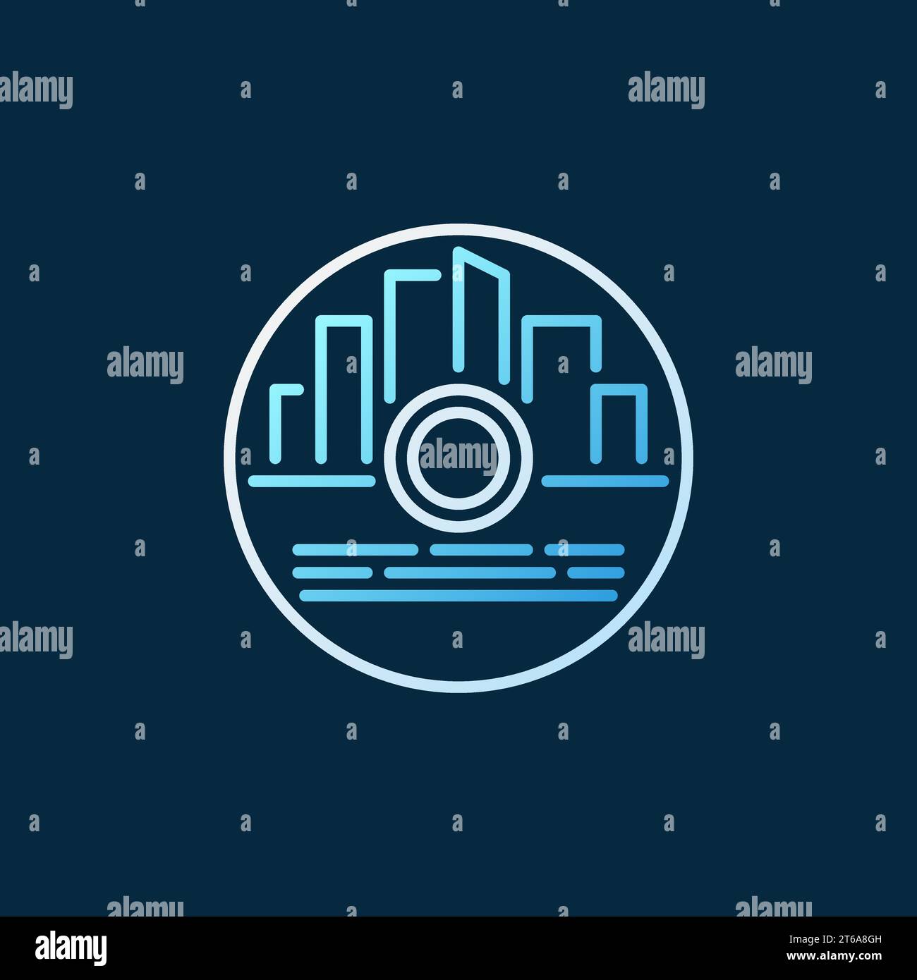 CD vector concept colored outline icon or logo on dark background Stock Vector