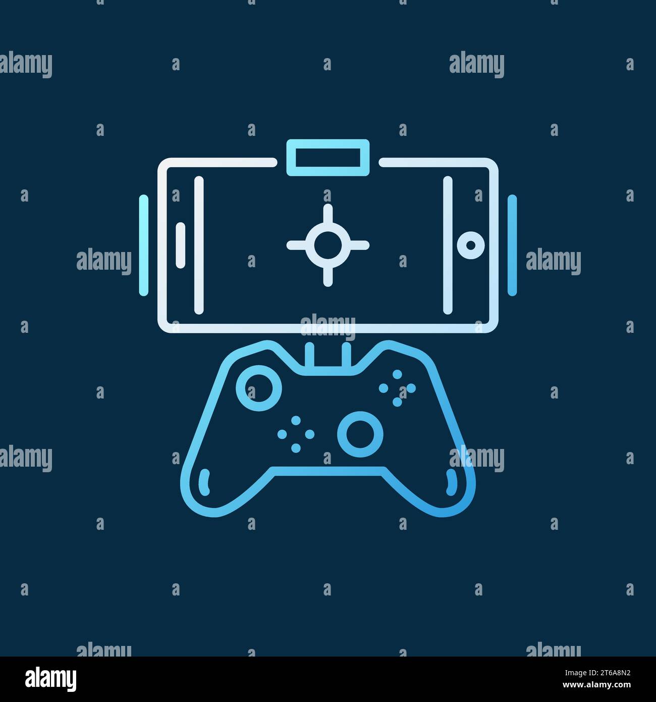 Gamepad with Phone vector concept colored outline icon on dark ...
