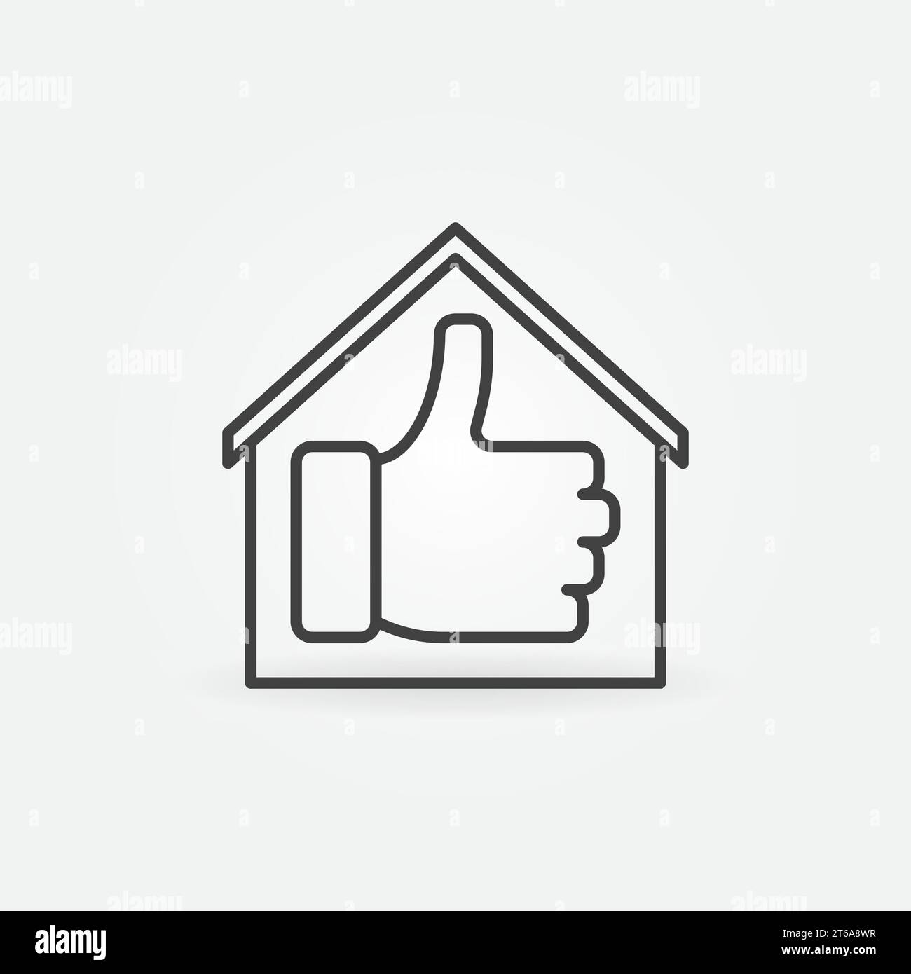 Thumb Up Sign inside House or Building vector concept icon in thin line